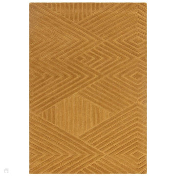 Hague Modern Plain Geometric Hand-Carved Hi-Low 3D Ridged Cut & Loop Pile Textured Wool Ochre Rug-Asiatic Carpets-Rug Love - The Most Loved Rug Store